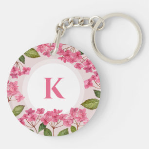 Vattenfärgad Rosa Hydrangea Lacecaps Monogram