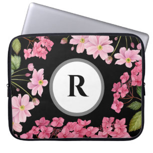 Vattenfärgad Rosa Hydrangea och japansk anemon Laptop Fodral