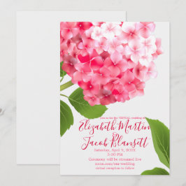 Vattenfärgad Rosa Hydrangea Virtuella Bröllop Inbjudningar