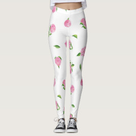 Vattenfärgad Rosa Hydrangeas Leggings