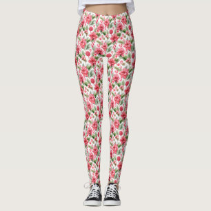 Vattenfärgad Rosa julbalkar Leggings