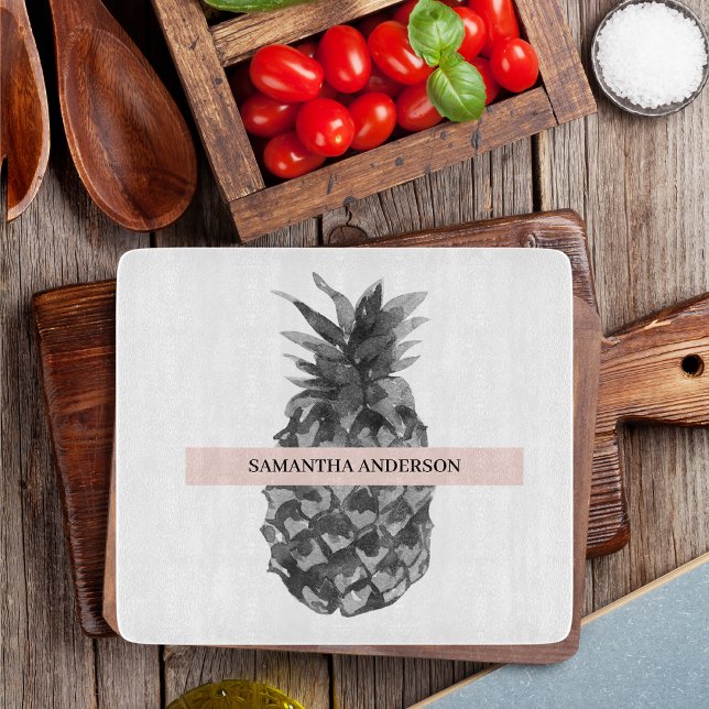 Vattenfärgad Rosa och Grått ananas | Ditt namn (Skapare uppladdad)