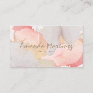 Vattenfärgad Rosa och Grått Modern Affärskort Visitkort
