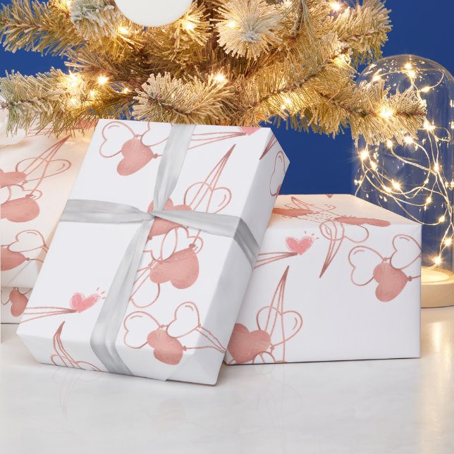 Vattenfärgad rosa och rött hjärta Söt Tack Party Presentpapper (Helgdagar)