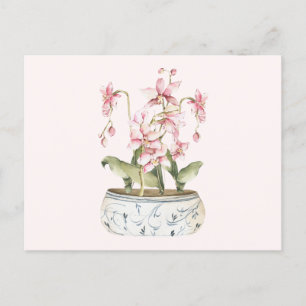 Vattenfärgad Rosa Orchid Flower Vas Vykort