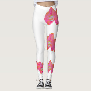 Vattenfärgad rosa, orchid-målning leggings
