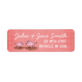 Vattenfärgad Rosa Piggies Returadress Etikett