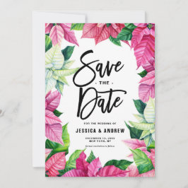 Vattenfärgad Rosa Poinsettia Utandningsvinter Spara Datumet