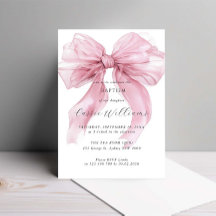 Vattenfärgad Rosa Stor Bow Baptism
