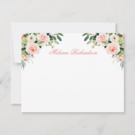 Vattenfärgad Rosa  vit Blommigt Personlig Anteckningskort