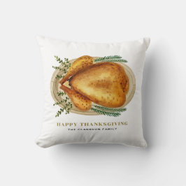 Vattenfärgad Rostat Turkiet - Thanksgiving för mid Kudde
