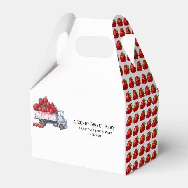 Vattenfärgad Rustic Cute-babydusch för jordgubbsbe Presentaskar (Framsidan Sidan)