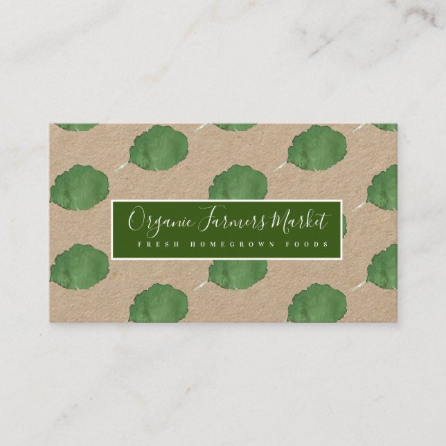 Vattenfärgad sallat Greenery Farmers Market Fresh Visitkort (Framsida)