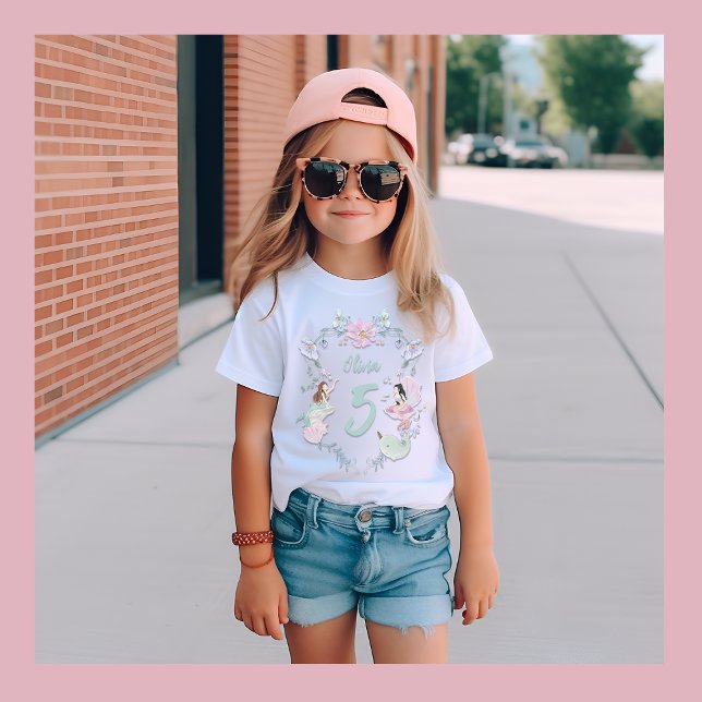 Vattenfärgad Sjöjungfru Birthday Namn och Year T-S T Shirt (Skapare uppladdad)