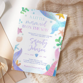 Vattenfärgad Sjöjungfru under Sea Baby Shower Inbjudningar