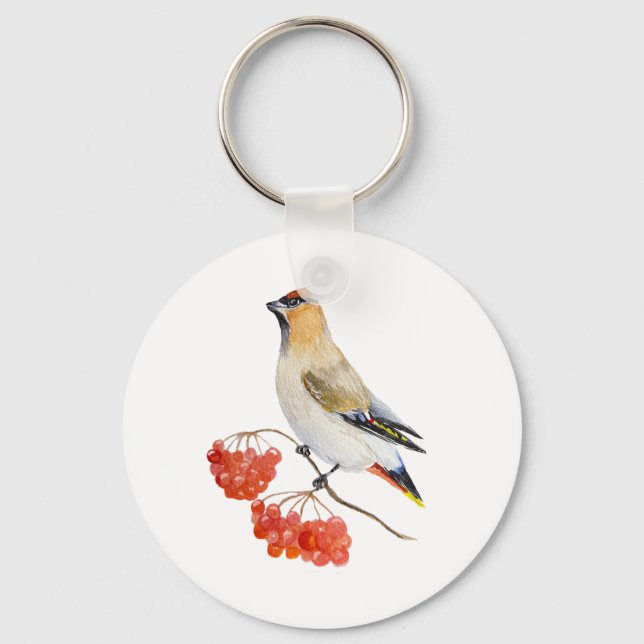 Vattenfärgad skogsfågel som vaxar nyckelring (Framsida)