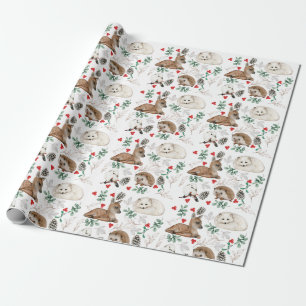 Vattenfärgad skogsmark baby djur presentpapper