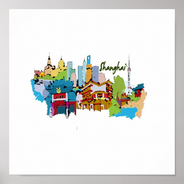 Vattenfärgad slangghai city muted färg design.png poster (Framsidan)