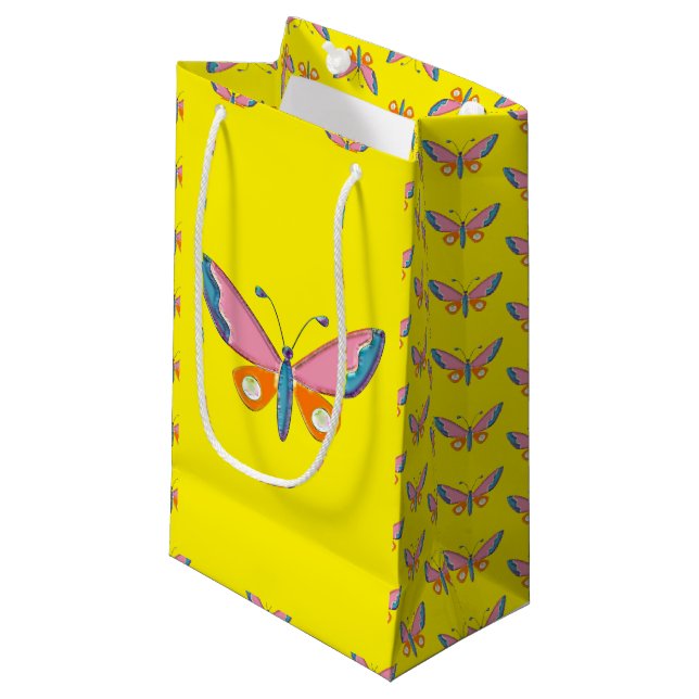 Vattenfärgad Smala Butterfly Small Gift Bag (Framsidan Vinklad)