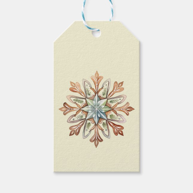 Vattenfärgad snöflinga presentetikett (Framsidan)