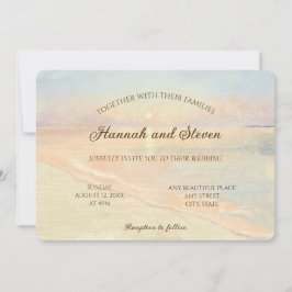 Vattenfärgad solnedgång havs kusten pastel färg br inbjudningar