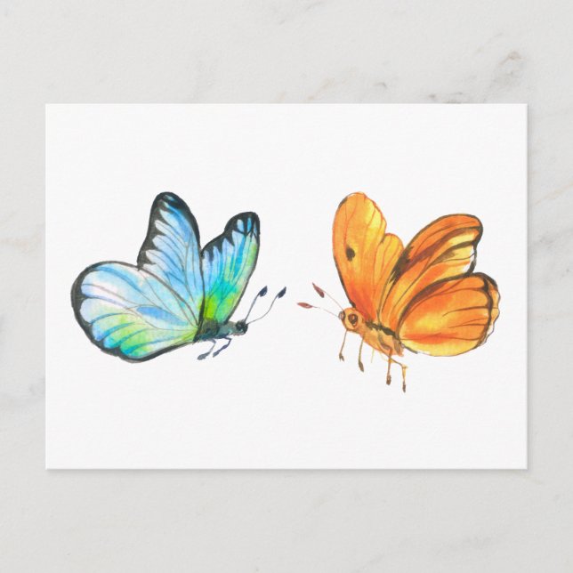 Vattenfärgad solnedgång och havsbottnar vykort (Framsida)