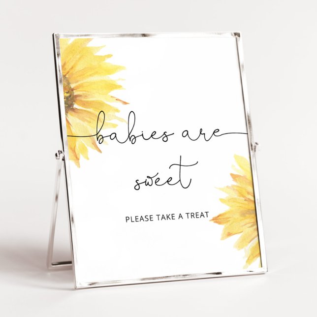 Vattenfärgad solros Spädbarn är söt Poster (Skapare uppladdad)