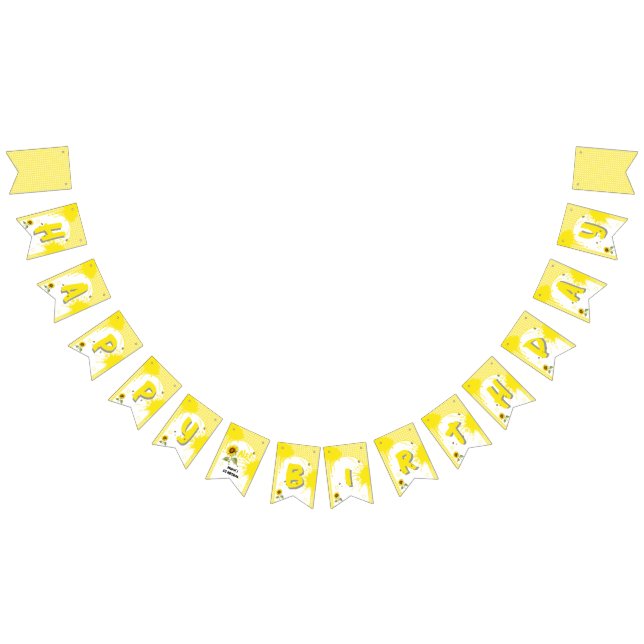 Vattenfärgad solrosa med fjärilar 1:a födelsedag vimplar (Alla)