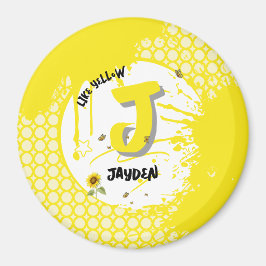 Vattenfärgad solrosa med fjärilar som Gult Magnet