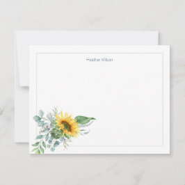 Vattenfärgad solrosPersonlig Tack Kort