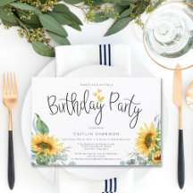 Vattenfärgad SolrossolrosGult Födelsedagsfest Play