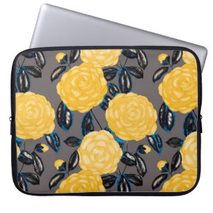 Vattenfärgad, sömlös mönster med kamellablommor. laptop fodral