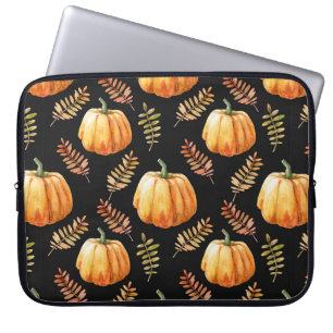 Vattenfärgad sömlös mönster med pumpkin laptop fodral