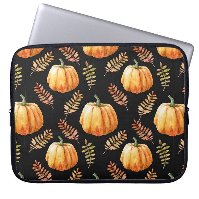 Vattenfärgad sömlös mönster med pumpkin laptop fodral (Framsidan)