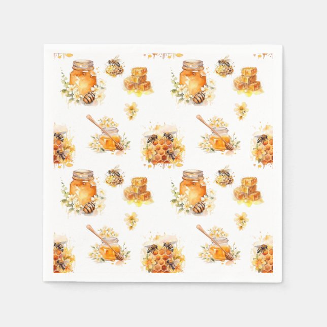 Vattenfärgad söthonung pappersservett (Framsidan)