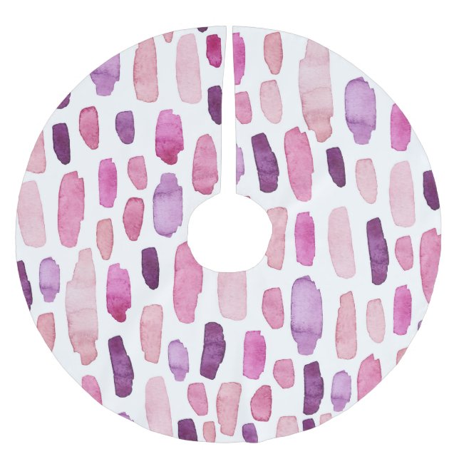 Vattenfärgad Stänk: Rosa, Lila Mönster. Julgransmatta Borstad Polyester (Framsidan)