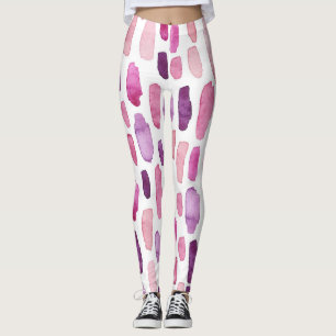 Vattenfärgad Stänk: Rosa, Lila Mönster. Leggings