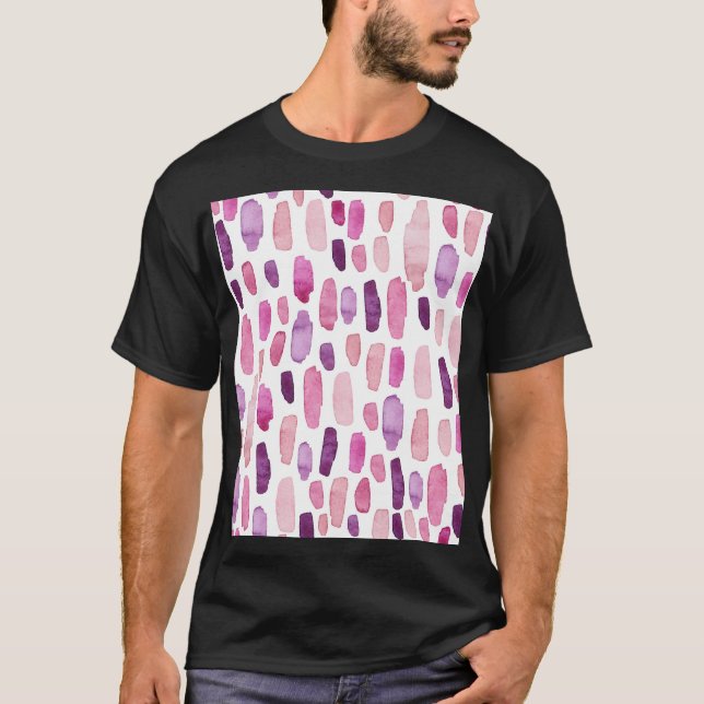 Vattenfärgad Stänk: Rosa, Lila Mönster. T Shirt (Framsida)