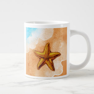 Vattenfärgad stjärtfisk på stranden jumbo mugg
