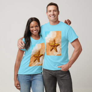Vattenfärgad stjärtfisk på stranden t shirt