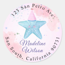 Vattenfärgad stjärtfisk under Returadressen Sea Runt Klistermärke