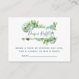 Vattenfärgad succulus Baby Shower Diaper Raffle Tilläggskort