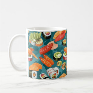 Vattenfärgad sushi Delar Kaffemugg