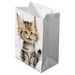 Vattenfärgad Tabby Kitten för födelsedagsdagen