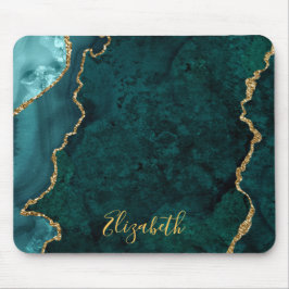 Vattenfärgad Teal Marble Agate Geode Mouse Pad Musmatta