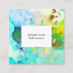 Vattenfärgad texturerad, blå grönt fyrkantigt visitkort