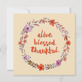Vattenfärgad Thanksgiving Flower WAN på Beige Tack Kort