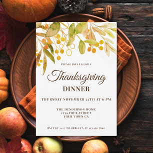 Vattenfärgad Thanksgiving Inbjudningar