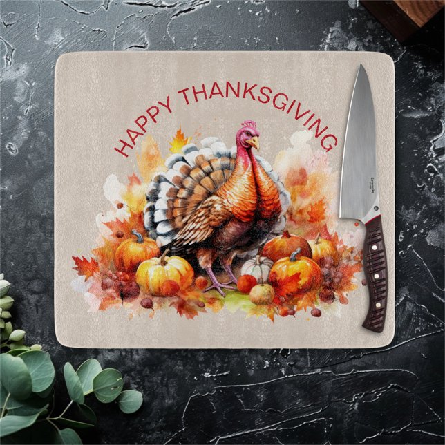 Vattenfärgad Thanksgiving Turkiet och pumpor (Skapare uppladdad)