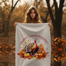 Vattenfärgad Thanksgiving Turkiet och pumpor Fleecefilt